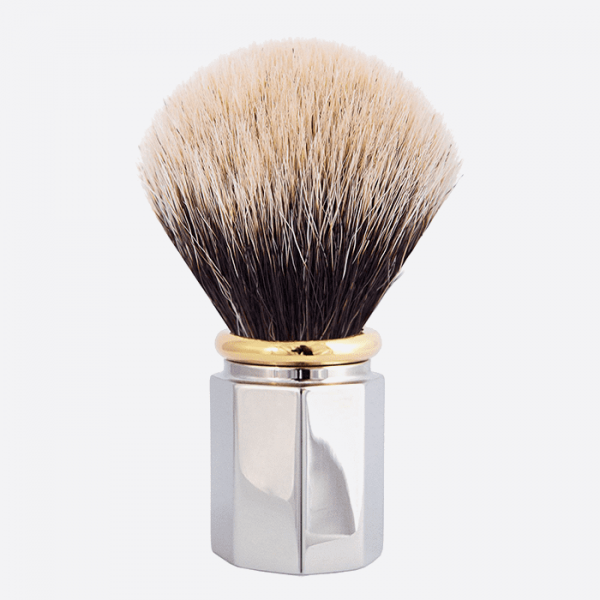 Cepillo de afeitar Europeo Blanco Octogonal con 3 acabados - Plisson 1808