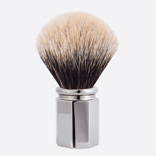 European White Octagonal Shaving Brush with 3 finishes - Plisson 1808