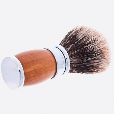 Olive Wood and Palladium European Grey Shaving brush