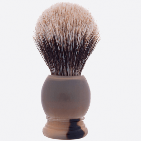 European Grey and Genuine Horn Shaving Brush - Plisson 1808