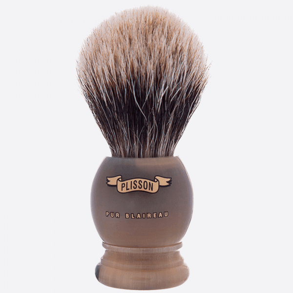 Brocha de afeitar Gris Europea y de cuerno auténtico - Plisson 1808