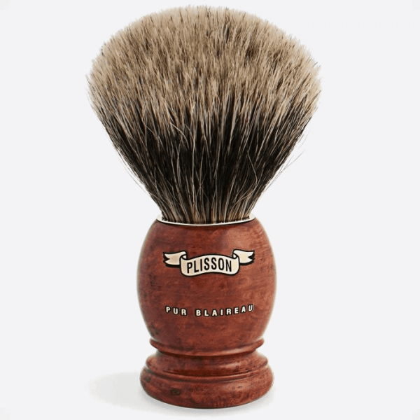 European Grey Heather Shaving Brush - Plisson 1808