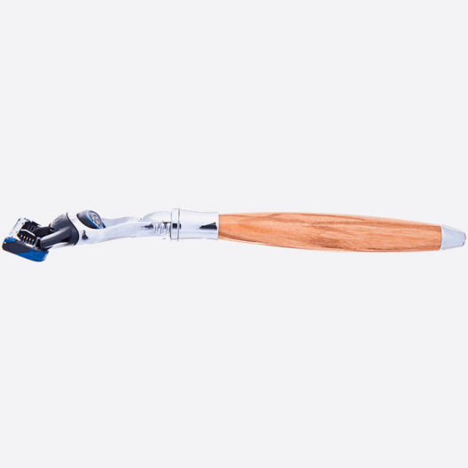 Olive wood Fusion razor and base
