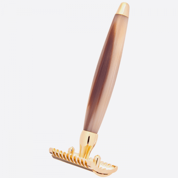 Horn and Gold Safety Razor