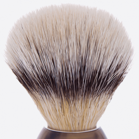 Shaving Brush Plisson with genuine horn and white synthetic fibre