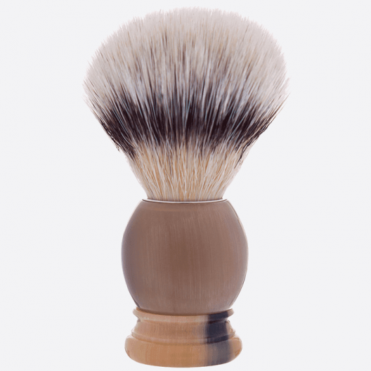 Shaving Brush Plisson with genuine horn and white synthetic fibre