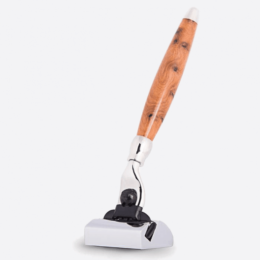 Razor Mach3 in thujawood and Palladium with stand