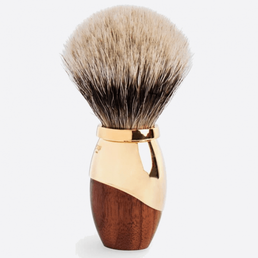 Canada walnut and brass shaving brush - Plisson 1808