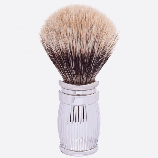 Shaving brush Plisson in solid brass with palladium finish - Plisson 1808