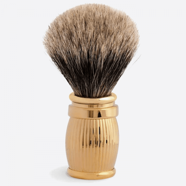 Shaving brush, gold finish brass gadroon decoration - Plisson 1808