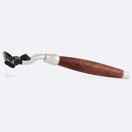 Maquinilla de afeitar Mach3 Classic con madera de brezo y acabado cromado - Plisson 1808