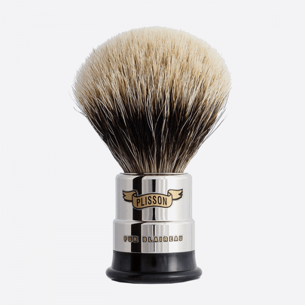 Nickel-plated Shaving Brush - Pure European Grey - Plisson 1808