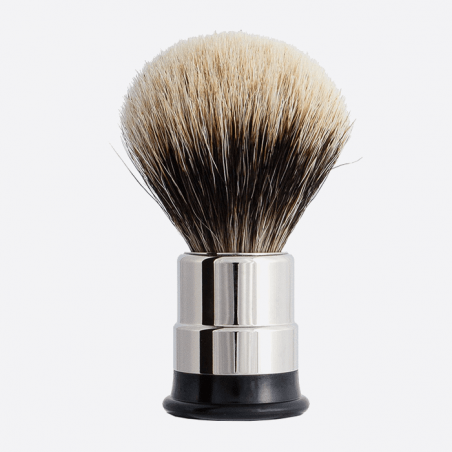 Nickel-plated Shaving Brush - Pure European Grey - Plisson 1808