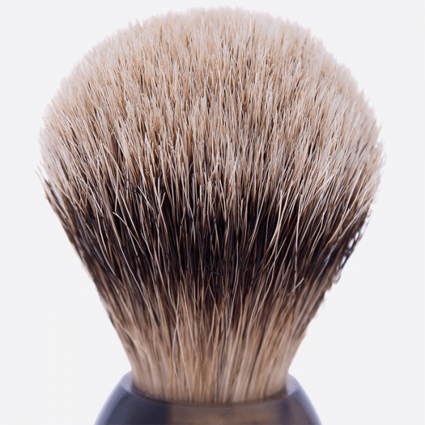 Brocha de afeitar de cuerno auténtico con pelo blanco - Plisson 1808
