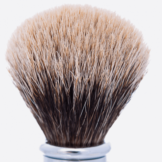 Olive Wood and Chrome Joris Shaving brush - European Grey