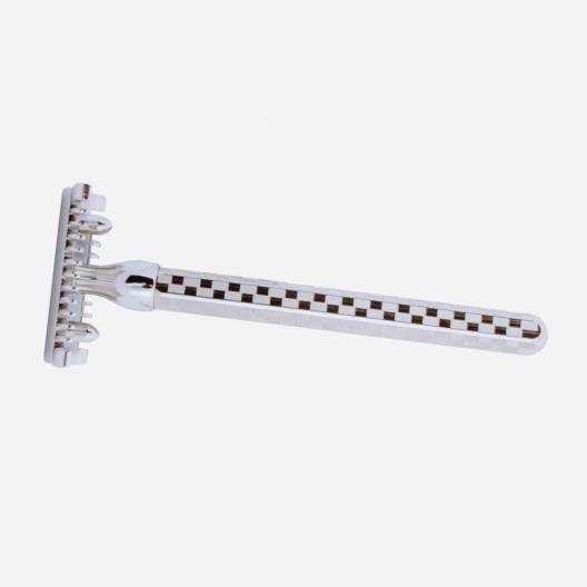 Solid Hexagonal Safety Razor with palladium finish - Tile pattern