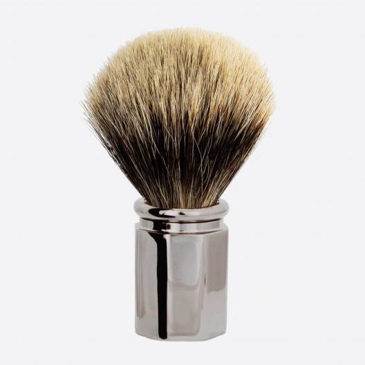 Octagonal Ruthenium finish Shaving Brush in European Grey