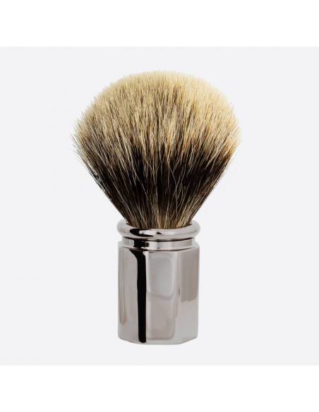 Octagonal Ruthenium finish Shaving Brush in European Grey