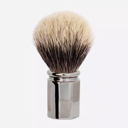 Octagonal Ruthenium finish Shaving Brush in High Mountain White