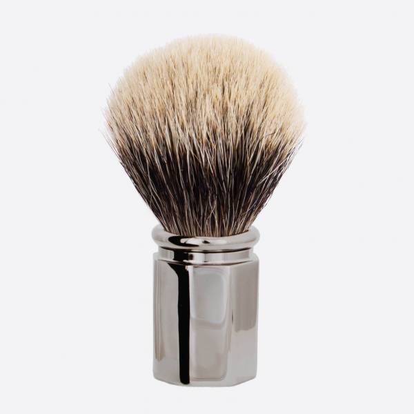 Octagonal Ruthenium finish Shaving Brush in High Mountain White