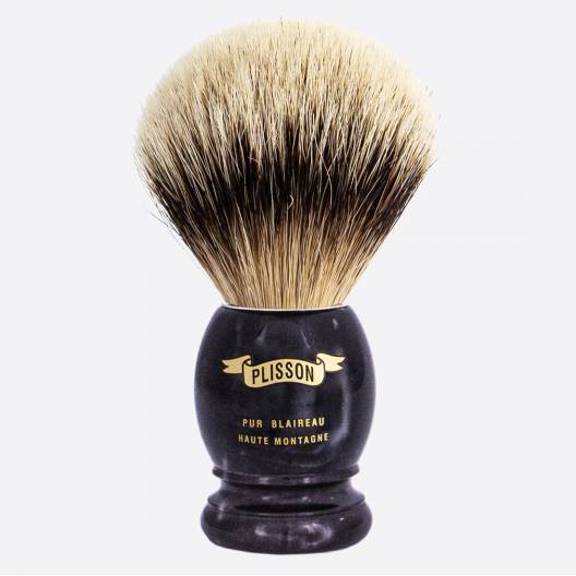 Original White High Mountain and Black Horn Shaving Brush - Plisson 1808