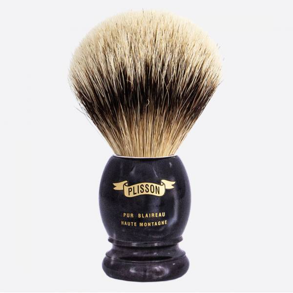 Original White High Mountain and Black Horn Shaving Brush - Plisson 1808