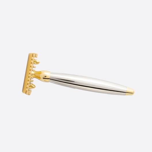 Maquinilla de afeitar con acabado bimaterial: oro y paladio - Plisson 1808