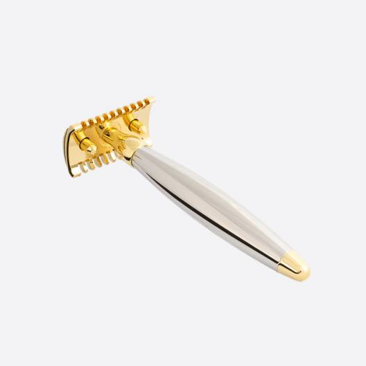 Maquinilla de afeitar con acabado bimaterial: oro y paladio - Plisson 1808