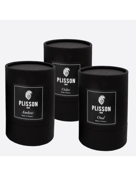 Trío de velas amaderadas, fabricadas en Francia – Plisson 1808