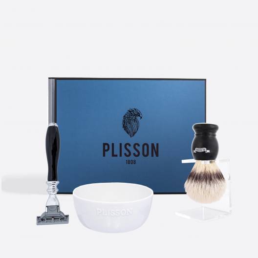 Set de afeitado: brocha de afeitar, maquinilla de afeitar y bol - Plisson 1808