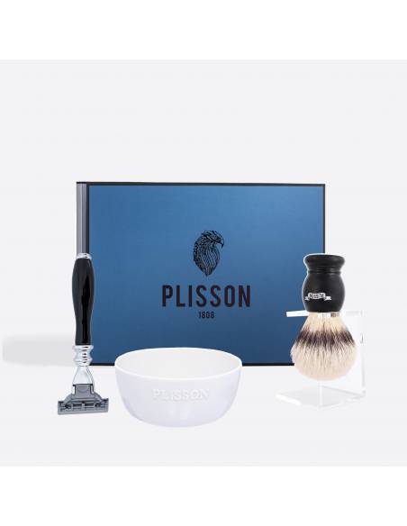 Set de afeitado: brocha de afeitar, maquinilla de afeitar y bol - Plisson 1808