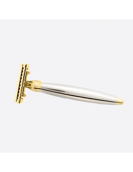 Safety razor with bi-material finish: Gold and Palladium - Plisson 1808