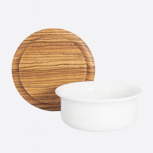 Bol à barbe et savon avec couvercle Zebrano