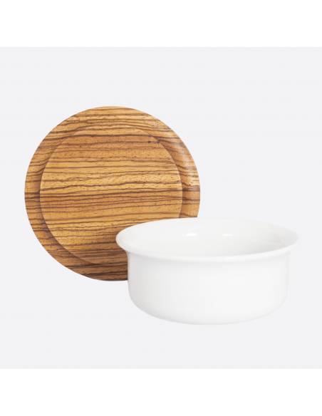Shaving Bowl and Soap with Zebrano Wood Lid – Made in France