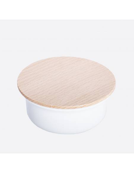 Soap and porcelain shaving bowl with white beechwood lid