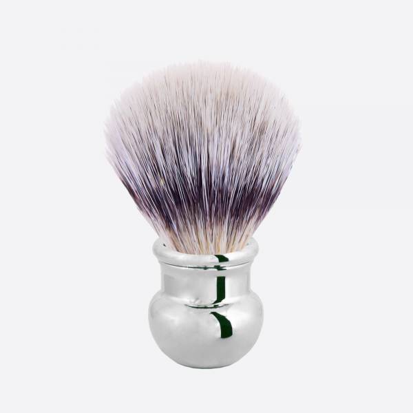 Palladium finish High Mountain white fibre shaving brush - Boule - Plisson 1808