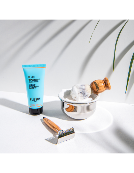 Maquinilla de afeitar de seguridad - madera de olivo y paladio