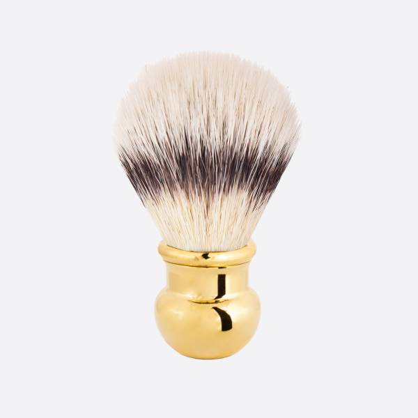 Gold finish ‘High Mountain white’ fibre shaving brush Boule - Plisson 1808