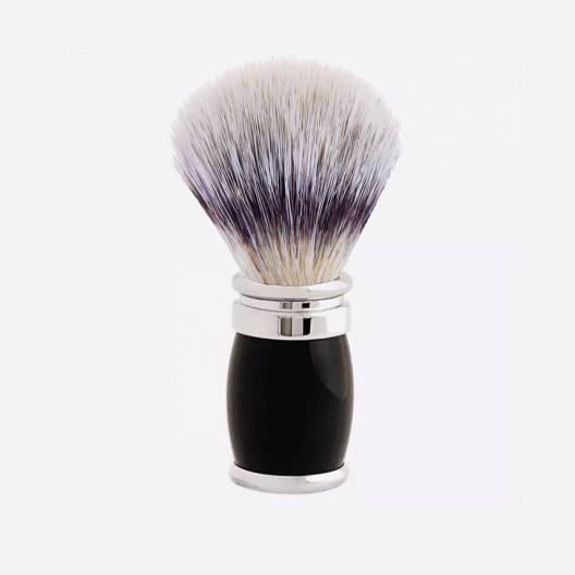 Shaving brush in lacquered synthetic fibre and chrome finish - 3 colours