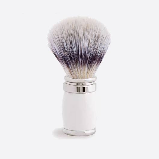 Unscrewable shaving brush in synthetic fibre and lacquered handle