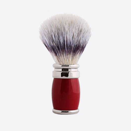 Shaving brush in lacquered synthetic fibre and chrome finish - 3 colours