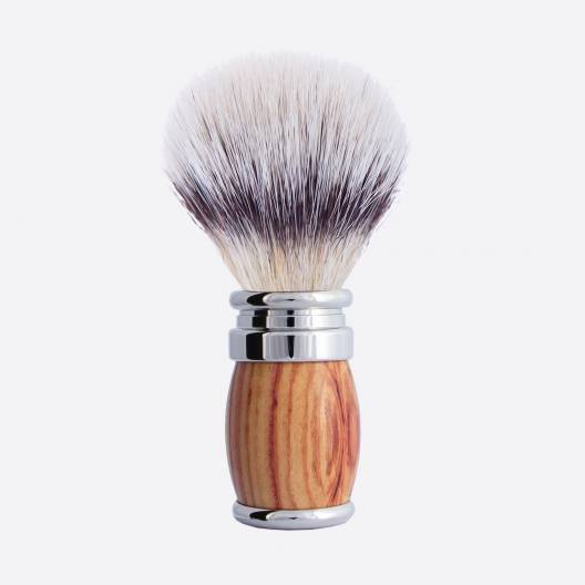 Rose wood and chrome finish shaving brush - “High Mountain White” fibre - Joris
