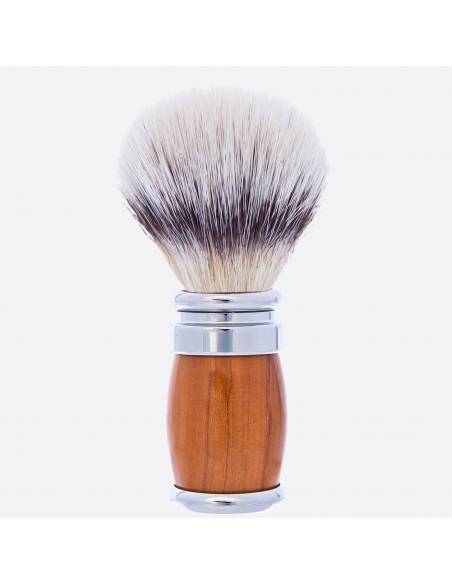 Olive wood and chrome finish shaving brush - “High Mountain White” fibre - Joris - Plisson 1808