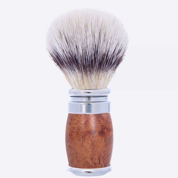 Briar and chrome finish shaving brush - “High Mountain White” fibre - Joris - Plisson 1808