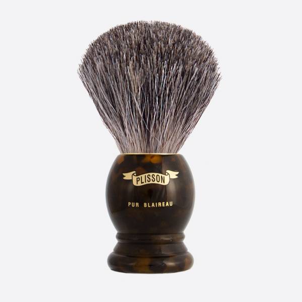 Tortoise-shell imitation acetate handle & Russian Grey Original Shaving Brush - Plisson 1808