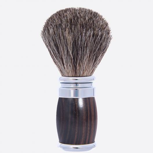 Ebony and chrome finish Russian Grey shaving brush - Joris - Plisson 1808