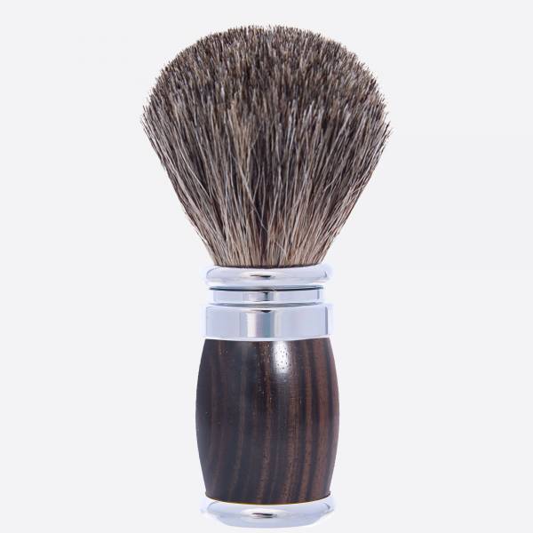 Ebony and chrome finish Russian Grey shaving brush - Joris - Plisson 1808