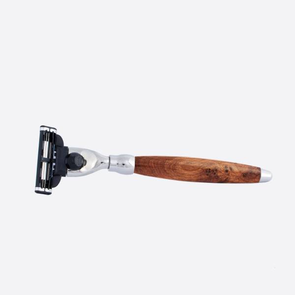 Thuja wood and chrome finish Mach3 razor - Plisson 1808