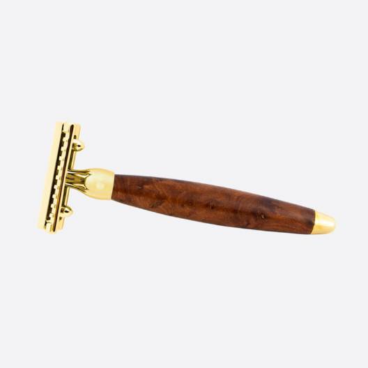 Safety razor in Thujawood with gold finish - Plisson 1808