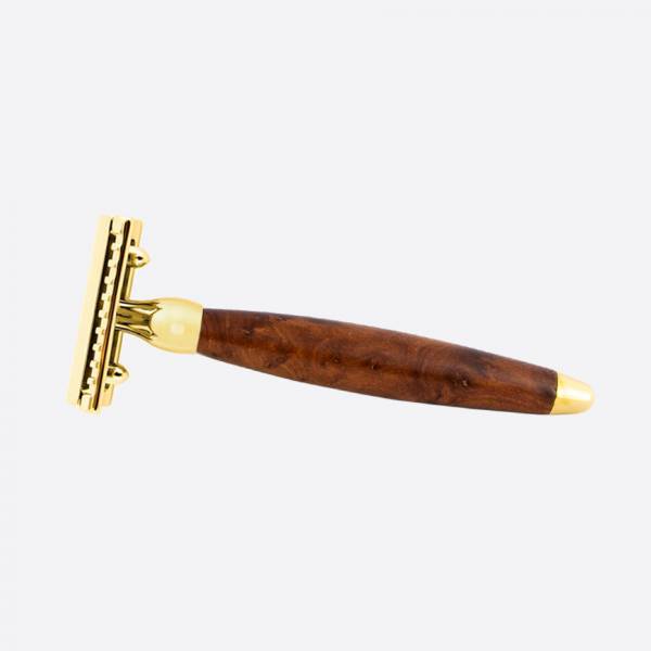 Safety razor in Thujawood with gold finish - Plisson 1808